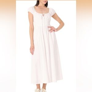 New Melody Elegant White Cap Sleeve tie front Maxi Dress by THE DROP